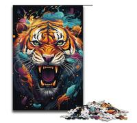 1000 Piece Mysterious Painting Tiger Puzzles Gifts Jigsaw Puzzles for Adults Christmas Wishlist with Santa Claus for Teenager Age 14 Up 1000 PCS(38x26cm)