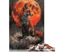 1000 Piece Mystical Orange Wolf Creative Square Jigsaw Puzzles for Adults & Wooden Puzzles Educational Toys 1000pcs (75x50cm)