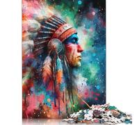 1000 Piece Native American Chief Portrait Jigsaw Puzzle Adult Jigsaw Puzzle Puzzle for Adults And Teenager 1000pcs (75x50cm)