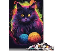 1000 Piece Neon Cat Creative Square Jigsaw Puzzles for Adults & Paper Puzzles Educational Toys 38x26cm/1000pcs
