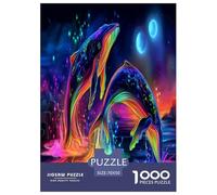 1000 Piece Neon Dolphin Jigsaw Puzzle for Adults Kids, Family Activity Puzzles Challenging & Gift-Ready Toy 70x50cm/1000pcs