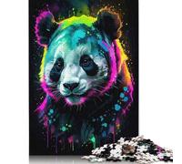 1000 Piece Neon Panda Art Creative Square Jigsaw Puzzles for Adults & Paper Puzzles Stress Relief Puzzle Games And Unique 38x26cm/1000pcs