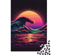 1000 Piece Neon Wave Jigsaw Puzzle for Adult Teenagers Wooden Puzzle Christmas Eve Gifts 1000pcs (75x50cm)