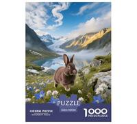 1000 Piece Netherland Dwarf Rabbit Jigsaw Puzzle for Adults - Family Fun, Family Game, Alpine Lake Puzzle, Decoration Unique Gift 70x50cm/1000pcs