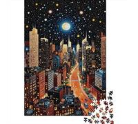 1000 Piece Night Jigsaw Puzzles for Adults Challenge Toy Educational Games Decoration Skyscrapers Bright Roads Night Sky Puzzles Gifts 1000pcs (75x50cm)