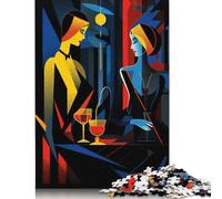 1000 Piece Nightclub Art Deco Poster, Picture, Metal Print, Paint by Karen Foley Jigsaw Square Puzzle for Adults & Wooden Puzzles Educational Game Challenge Toy 38x26cm/1000pcs