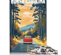 1000 Piece North Carolina Road Trip Poster Jigsaw Puzzle for Adult Teenagers Puzzles for Teenagers Gifts Home Educational Games DIY Toys 1000pcs (75x50cm)