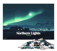 1000 Piece Northern Lights in Iceland Square Puzzles for Adults & Paper Puzzles Educational Game 38x26cm/1000pcs