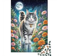 1000 Piece Norwegian Forest Cat Jigsaw Puzzles for Adults Challenge Toy Family Fun Game Decoration Norwegian Forest Cat Flowers Puzzles Birthday Gifts 1000pcs (75x50cm)