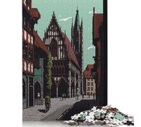 1000 Piece Nuremberg City Pixel Art Square Puzzle for Adults, Wooden Puzzles Puzzle Hands-on Game 1000pcs (75x50cm)