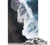 1000 Piece Ocean Wave Crashing on Black Sand Jigsaw Puzzles for Adults Teenagers Puzzles Paper Puzzles Family Activity Jigsaw Puzzles 1000pcs (75x50cm)
