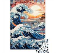 1000 Piece Ocean Wave Jigsaw Square Puzzle for Adults & Wooden Puzzles Educational Game Challenge Toy 38x26cm/1000pcs