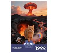 1000 Piece Ocicat Jigsaw Puzzles for Adults Kids Challenge Toy Family-Friendly Brain Teaser Decoration Cat Volcano Lava Jigsaws Birthday Gifts 70x50cm/1000pcs