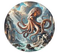 1000 Piece Octopus Jigsaw Puzzles for Adults Kids Challenge Toy Educational Games Decoration Octopus Ancient Temple Puzzles Gifts 1000pcs (67.5x67.5cm)
