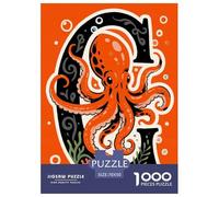 1000 Piece Octopus Jigsaw Puzzles for Adults Kids Challenging Game Educational Toy Decoration Octopus Letter C Puzzles Birthday Gifts 70x50cm/1000pcs