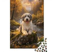 1000 Piece Old English Sheepdog Jigsaw Puzzle for Adults Kids - Cooperative Play & Educational Activity, Autumn Woods Puzzle, Decoration Birthday Gifts 70x50cm/1000pcs