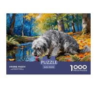 1000 Piece Old English Sheepdog Jigsaw Puzzle for Adults Kids - Family Fun, Family Happy Game, Forest Stream Jigsaws, Home Decoration Unique Gift 70x50cm/1000pcs