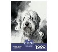 1000 Piece Old English Sheepdog Jigsaw Puzzles for Adults - Family Fun, Educational Games, Black And White Puzzle, Decoration Gifts 52x38cm/1000pcs