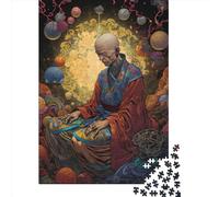 1000 Piece Old Monk Meditating Square Puzzles for Adults, Paper Puzzles Toy Wall Decor 38x26cm/1000pcs