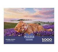 1000 Piece Orange Cat Jigsaw Puzzle for Adults - Challenging Brain Teaser, Flower Cluster Puzzle, Home Decoration Birthday Gifts 52x38cm/1000pcs