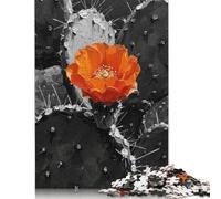 1000 Piece Orange Flower on Black And White Cactus Jigsaw Puzzles for Adult Teenagers Puzzle Jigsaws for Adults Jigsaw Puzzles for Adults 1000pcs (75x50cm)