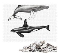 1000 Piece Orca And Humpback Whale Creative Square Jigsaw Puzzles for Adults And Paper Puzzles Educational Game for Adult 38x26cm/1000pcs