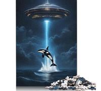 1000 Piece Orca Whale Alien Spaceship Square Jigsaw Puzzles for Adults, Paper Puzzles Educational Game for Children 38x26cm/1000pcs