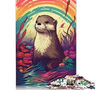 1000 Piece Otter Rainbow Square Jigsaw Puzzles for Adults, Wooden Puzzles Learning Educational Toy 1000pcs (75x50cm)