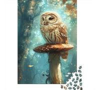 1000 Piece Owl Standing on A Mushroom Square Jigsaw Puzzles for Adults, Wooden Puzzles Learning Educational Toy 1000pcs (75x50cm)