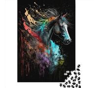 1000 Piece Paintsplash Horse Jigsaw Puzzles for Adult Teenagers Wooden Puzzles Sustainable Puzzle for Adults | Games 1000pcs (75x50cm)