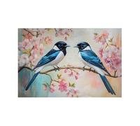 1000-Piece Pair of Magpies Puzzle - Oil Painting Style, for Bird Lovers
