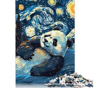 1000 Piece Panda in Starry Night Style Adult Puzzles Puzzles for Adults Jigsaw Puzzles for Adults Educational Game Challenge Toy 38x26cm/1000pcs