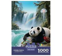 1000 Piece Panda Jigsaw Puzzle for Adults Kids - Family Fun, Educational Toys, Forest Waterfall Puzzle, Home Decoration Unique Gift 70x50cm/1000pcs