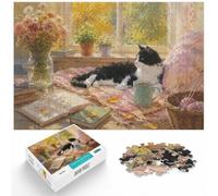 1000 Piece Paper Jigsaw, Cozy Autumn Cat by The Window, 1000pcs (70x50cm) | For quiet time before New Year: Adult jigsaw puzzle with 1000 pieces; for Christmas, winter weekends and New Year leisure.