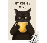 1000 Piece Paper Jigsaw, Grumpy Cat with Coffee Mug, 38x26cm/1000pcs