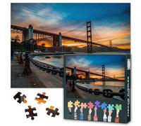1000 Piece Paper Jigsaw Puzzle Adult Puzzle Golden Gate Bridge San Francisco Night Scene City Skyline Landmark Puzzle Wall Art Home Decor 27.5x19.7 Inch