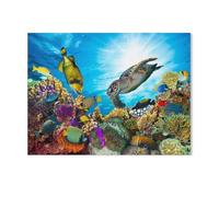 1000 Piece Paper Jigsaw Puzzle，Colorful underwater world with sea turtle, fish, and corals in the blue ocean，1000 Pieces, Age 12+（38x26cm）-T23