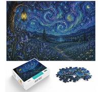 1000 Piece Paper Jigsaw Puzzle for Adults, Bluebells and Aurora Painting | For relaxed weekends at home, this adult jigsaw puzzle with 1000 pieces offers a calm pastime at home.