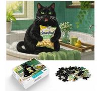 1000 Piece Paper Jigsaw Puzzle for Adults, Cat with Popcorn on Toilet