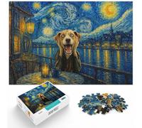 1000 Piece Paper Jigsaw Puzzle for Adults, Dog Scream Starry Night Parody | For adults who enjoy puzzles over the holidays, this adult jigsaw puzzle with 1000 pieces creates puzzle time on colder days.