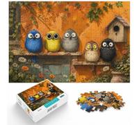 1000 Piece Paper Jigsaw Puzzle for Adults, Five Birds on a Rusty Railing | For relaxed weekends: Adult jigsaw puzzle with 1000 pieces is a practical choice for puzzle fans who enjoy detail.