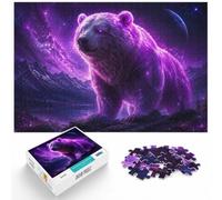 1000 Piece Paper Jigsaw Puzzle for Adults, Glowing Neon Purple Polar Bear | For a festive gift with screen-free appeal: Adult jigsaw puzzle with 1000 pieces suits quiet moments between celebrations.
