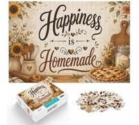 1000 Piece Paper Jigsaw Puzzle for Adults, Happiness is Homemade Text Art | For quiet evenings and screen-free downtime, this adult jigsaw puzzle with 1000 pieces fits quiet afternoons.