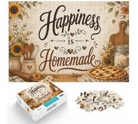 1000 Piece Paper Jigsaw Puzzle for Adults, Happiness is Homemade Text Art | For unhurried leisure at home, this adult jigsaw puzzle with 1000 pieces fits calm indoor leisure.
