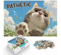 1000 Piece Paper Jigsaw Puzzle for Adults, Pathetic Cat Looking Down Art