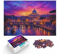 1000 Piece Paper Jigsaw Puzzle for Adults, Rome Cityscape at Sunset | For relaxed after-work puzzle time: Adult jigsaw puzzle with 1000 pieces fits calm indoor leisure.