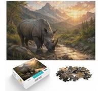 1000 Piece Paper Jigsaw Puzzle for Adults, Serenity in the Wild Rhino | For a break from screens: Adult jigsaw puzzle with 1000 pieces offers a rewarding way to unwind at home.