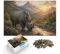 1000 Piece Paper Jigsaw Puzzle for Adults, Serenity in the Wild Rhino | For the Advent season: this 1000 piece adult puzzle is suitable for quiet days around the New Year.