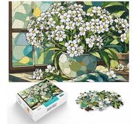 1000 Piece Paper Jigsaw Puzzle for Adults, Stained Glass Forget-Me-Nots