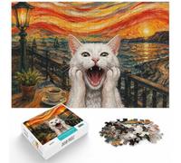 1000 Piece Paper Jigsaw Puzzle for Adults, The Scream Cat Parody Painting | For a thoughtful indoor hobby, this adult jigsaw puzzle with 1000 pieces offers a longer challenge for patient puzzlers.